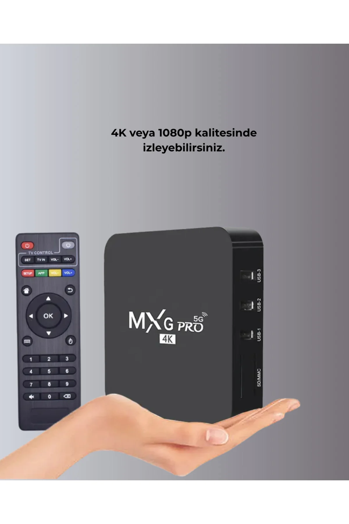 Android TV Box 4K – 2GB RAM 16GB ROM, Kablosuz Wi-Fi Medya Oynatı