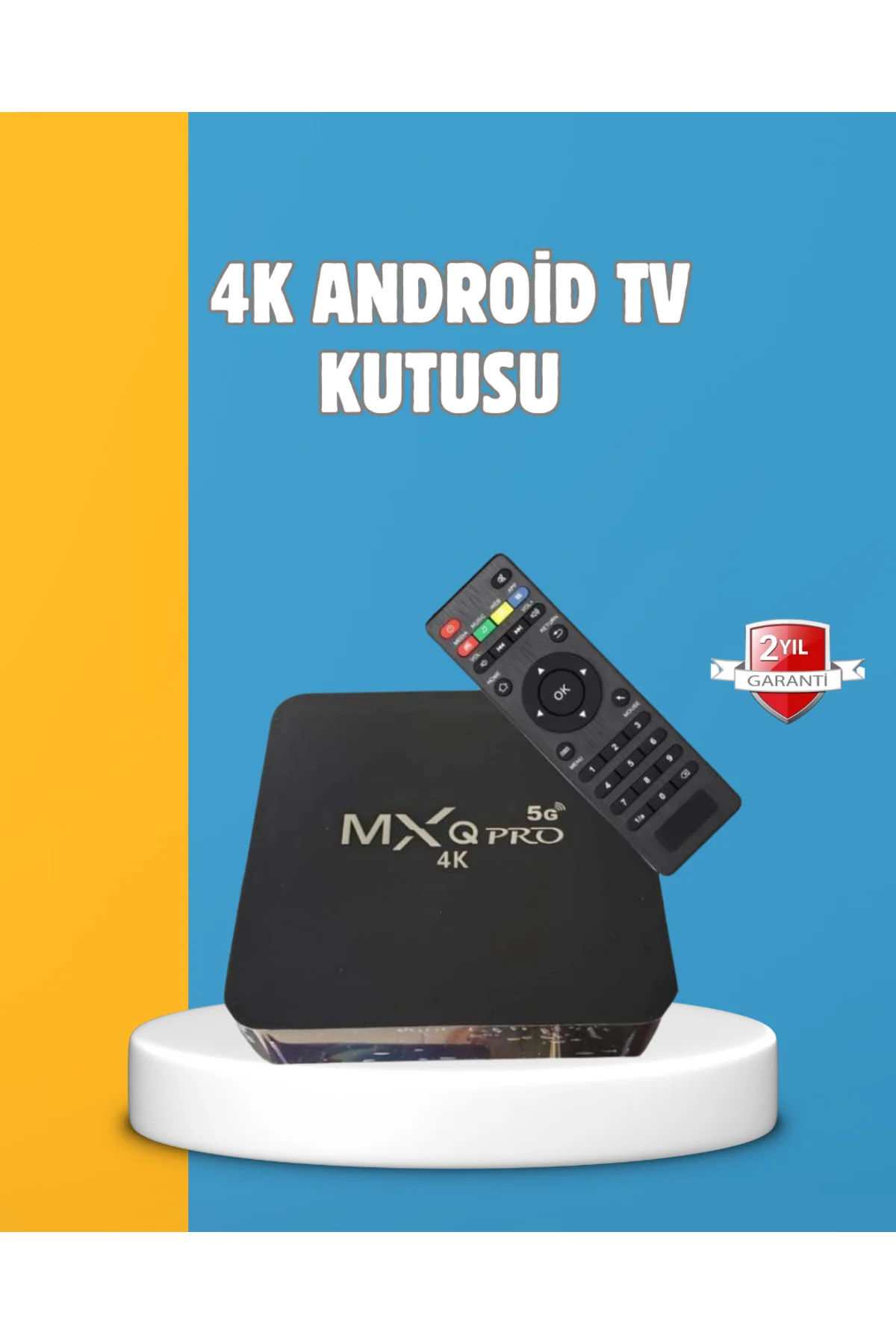 Android TV Box 4K – 2GB RAM 16GB ROM, Kablosuz Wi-Fi Medya Oynatı
