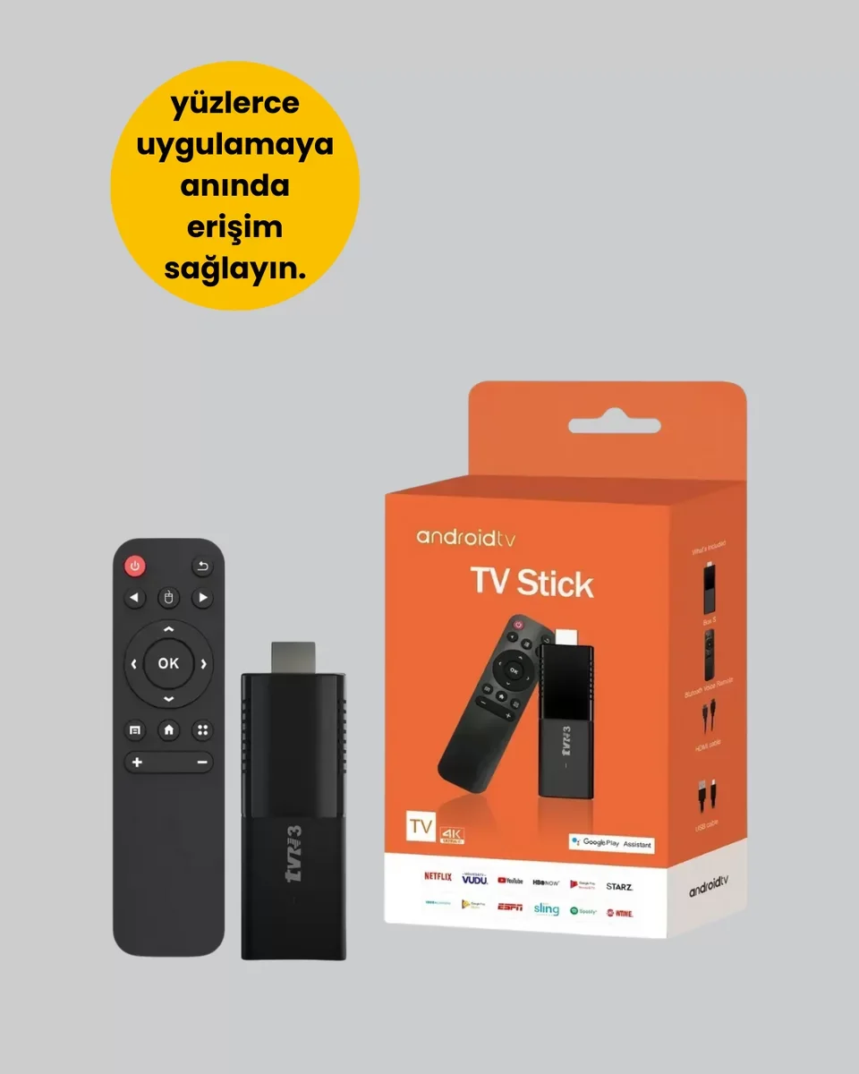 Android TV Stick 4K Ultra HD Akıllı TV Çevirici 2GB RAM - Netflix Uyumlu
