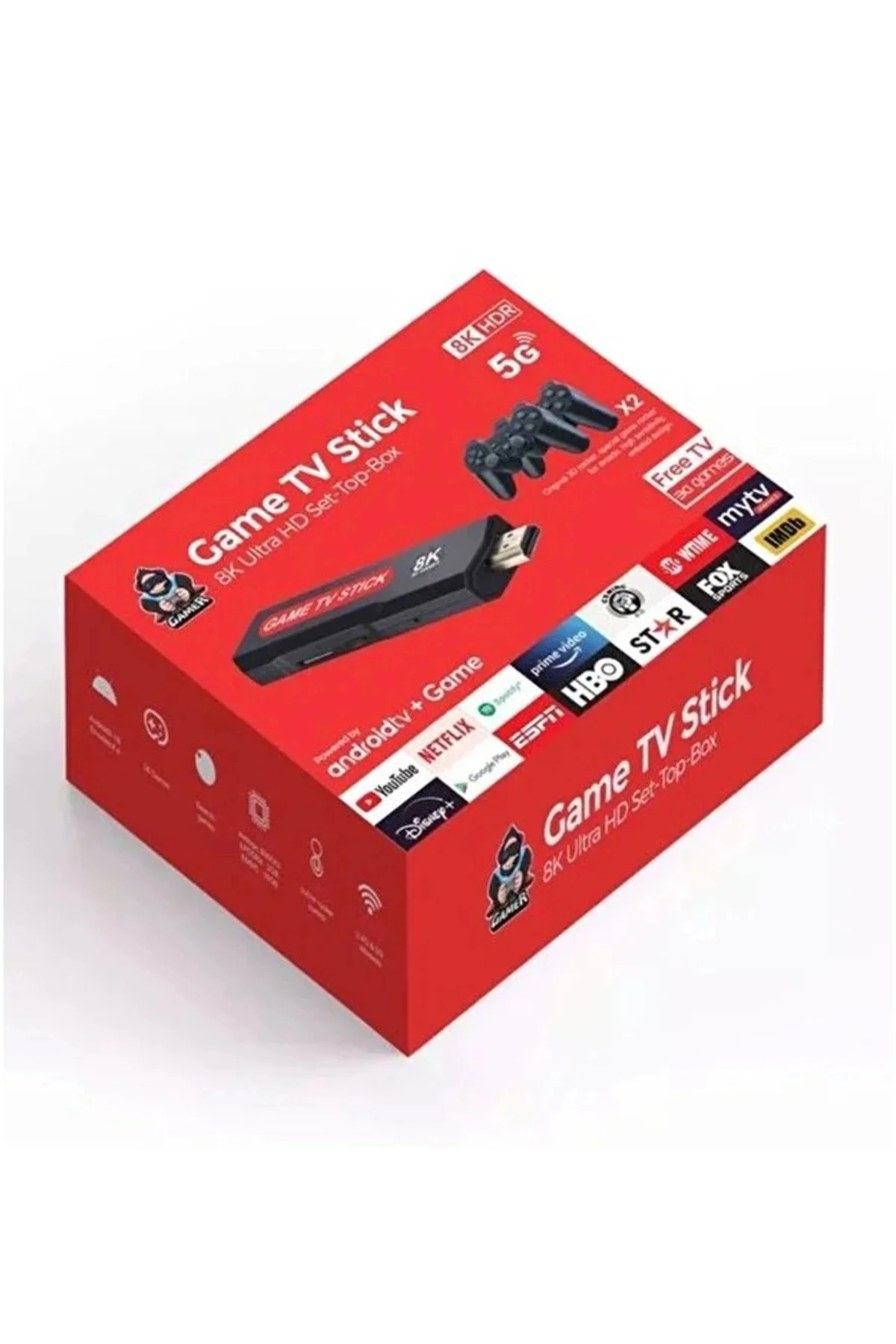 Android TV uyumlu retro oyun konsolu 2 kollu Bluetooth destekli çok renkli - Elektronik