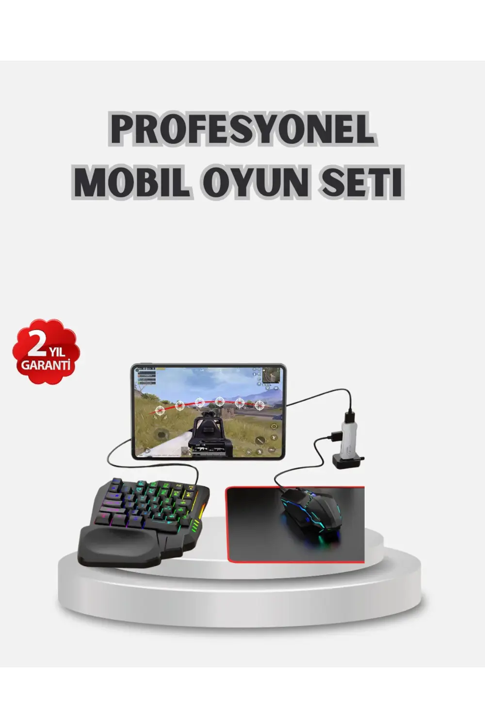 Android Uyumlu Mobil Oyun Kiti 5in1 Klavye Mouse Dönüştürücü Geci