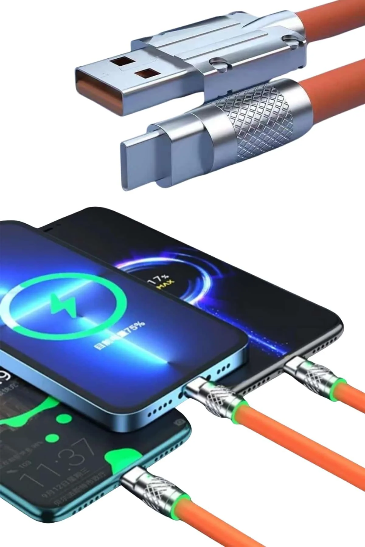 Android Ve İos Uyumlu 180 Derece Type-C Şarj Kablosu