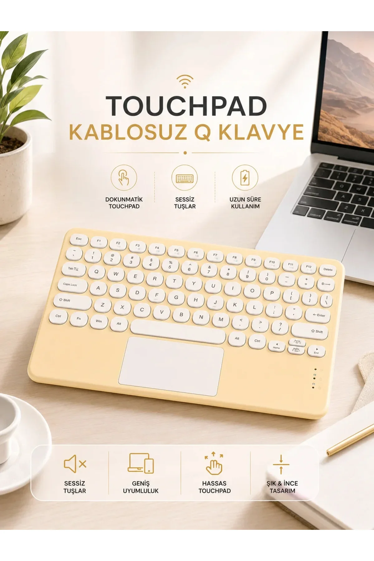 Android ve İOS Uyumlu Bluetooth Klavye Touchpad Slim Kablosuz Wifi Q Klavye Android ve İOS Uyumlu Bluetooth Klavye Touchpad Slim Kablosuz Wifi Q Klavye