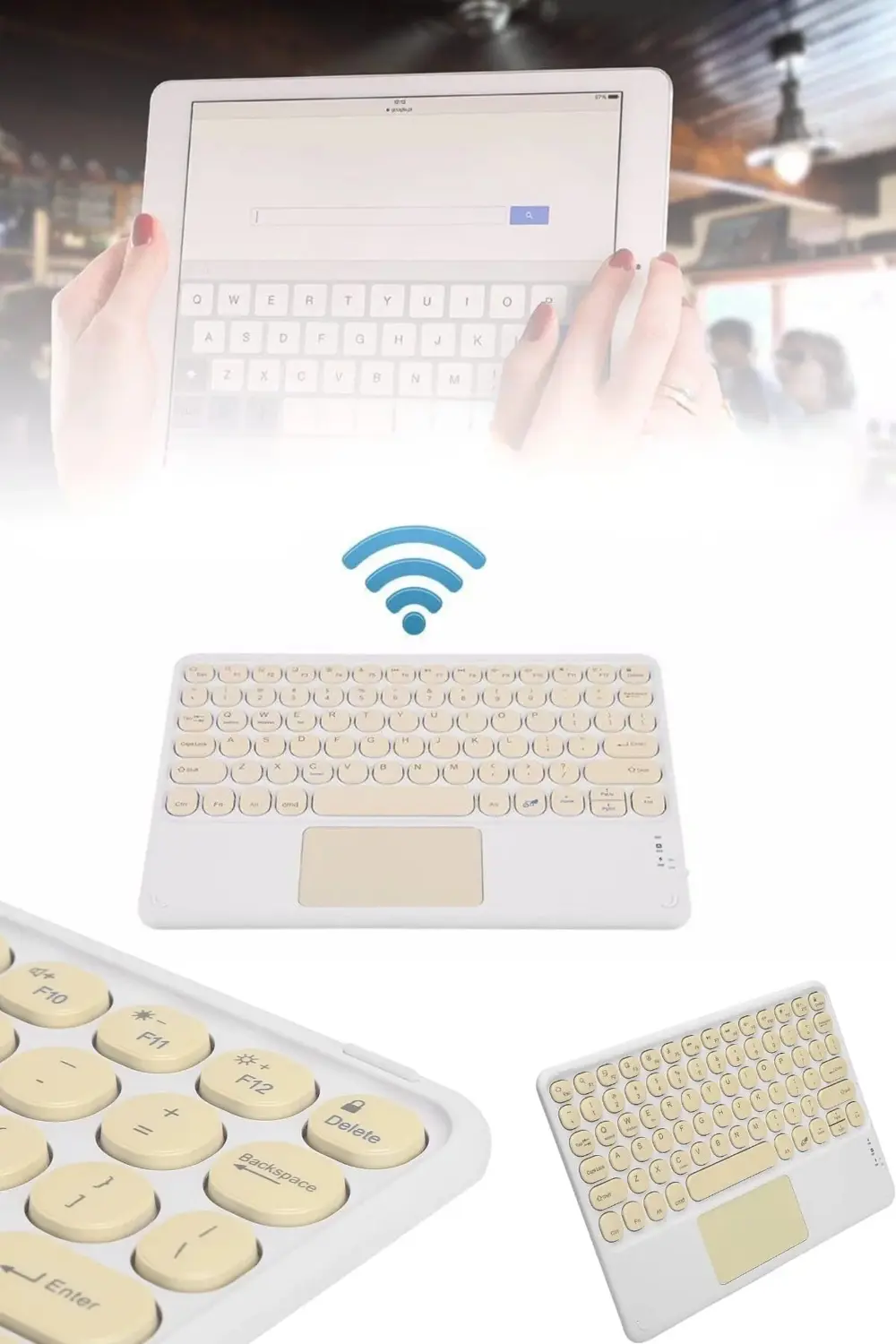 Android ve İOS Uyumlu Bluetooth Klavye Touchpad Slim Kablosuz Wif