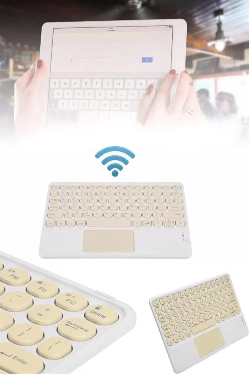 Android ve İOS Uyumlu Bluetooth Klavye Touchpad Slim Kablosuz Wif