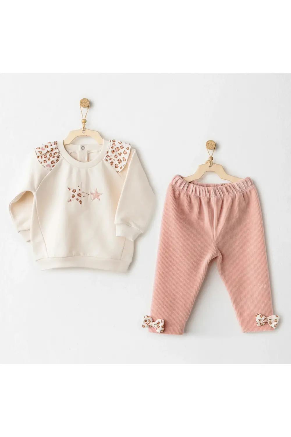 Andywawa Ac26236 Little Leopard 2'li Takım Ecru Pink