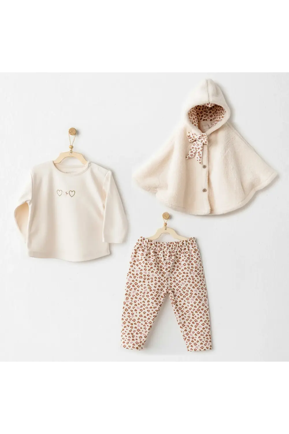 Andywawa Ac26237 Little Leopard 3'lü Takım Ekru