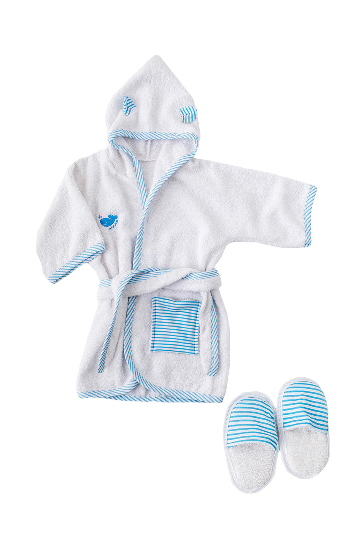 Andywawa  Baby Home Erkek Bebek Mavi Bornoz Takimi Ac21827rprep