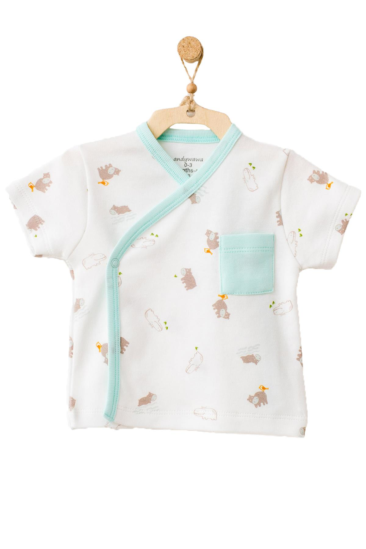 Andywawa  Erkek Kız Bebek Su Aygırı Desenli Ekru Zıbın Ac21766