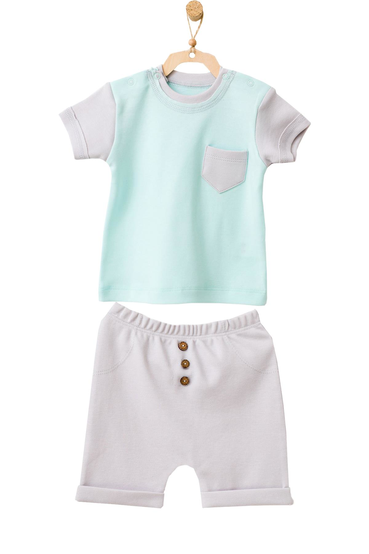 Andywawa  Erkek Bebek Mint Rengi Cepli Alt Üst Şort Takim Ac21772r