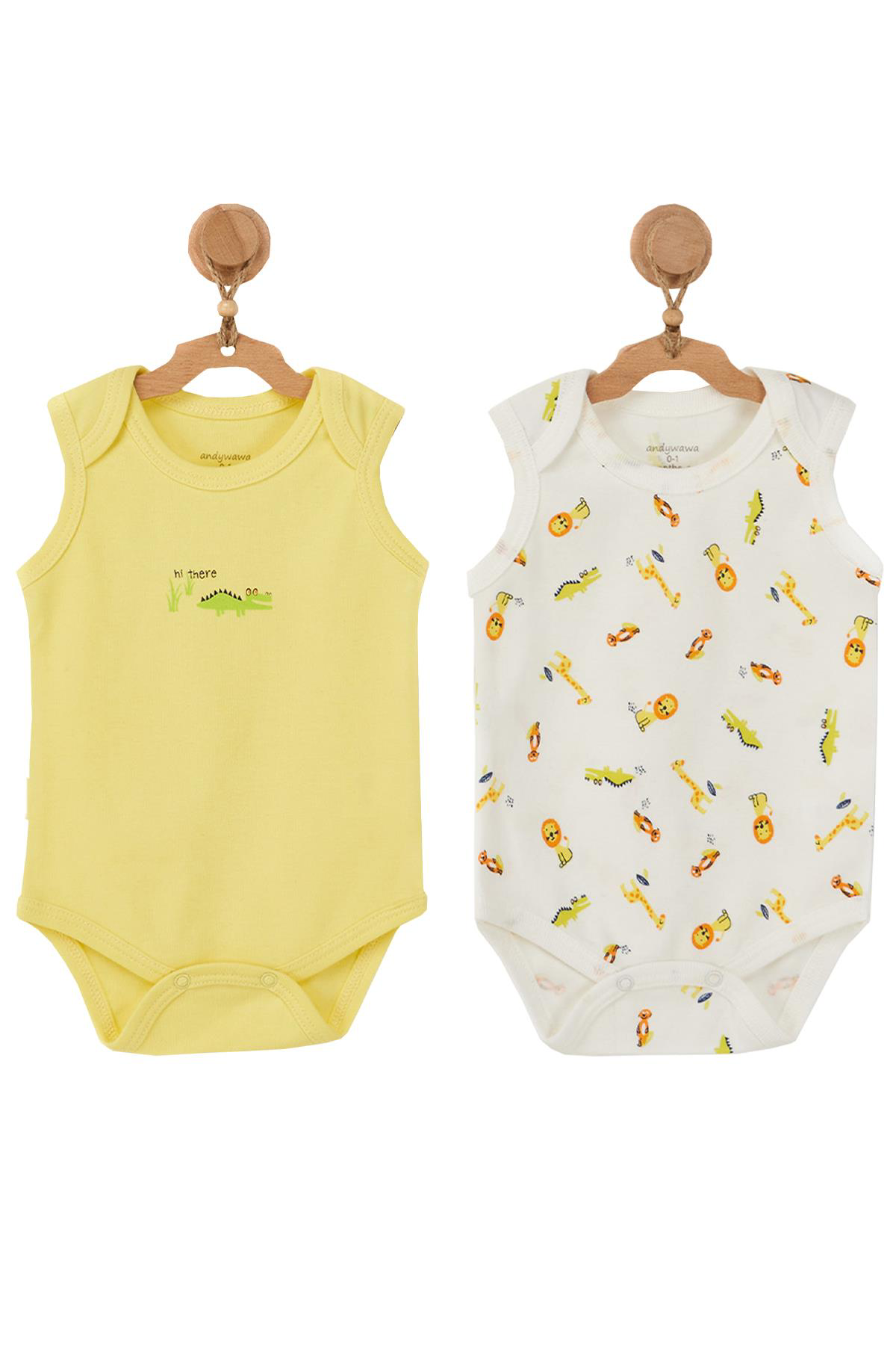 Andywawa Erkek Bebek Hayvan Motifli 2Li Body Ac22534 Andywawa Erkek Bebek Hayvan Motifli 2Li Body Ac22534