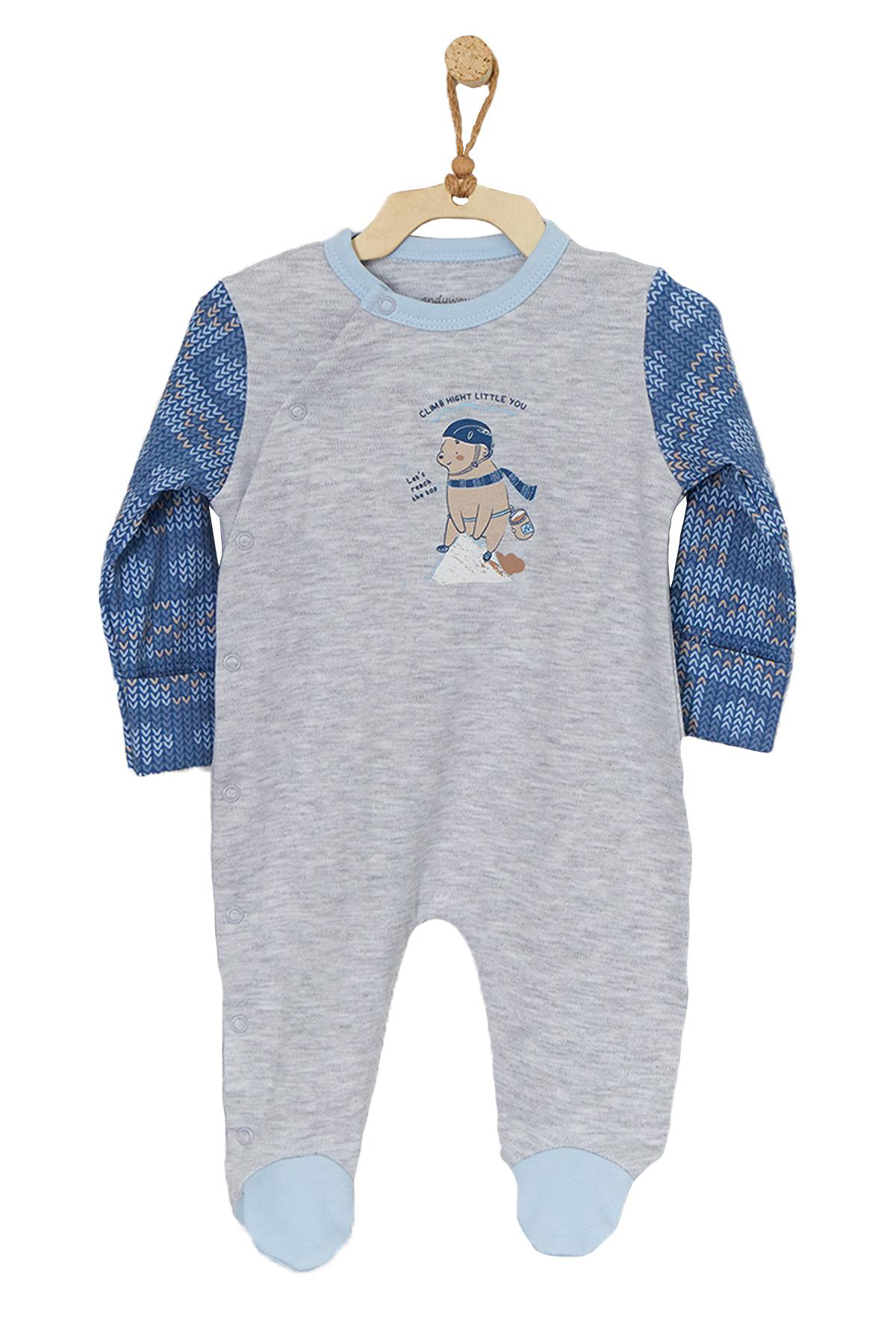 Andywawa  Erkek Bebek Gri 3Lü Tulum Takimi Romper Set Ac22137r