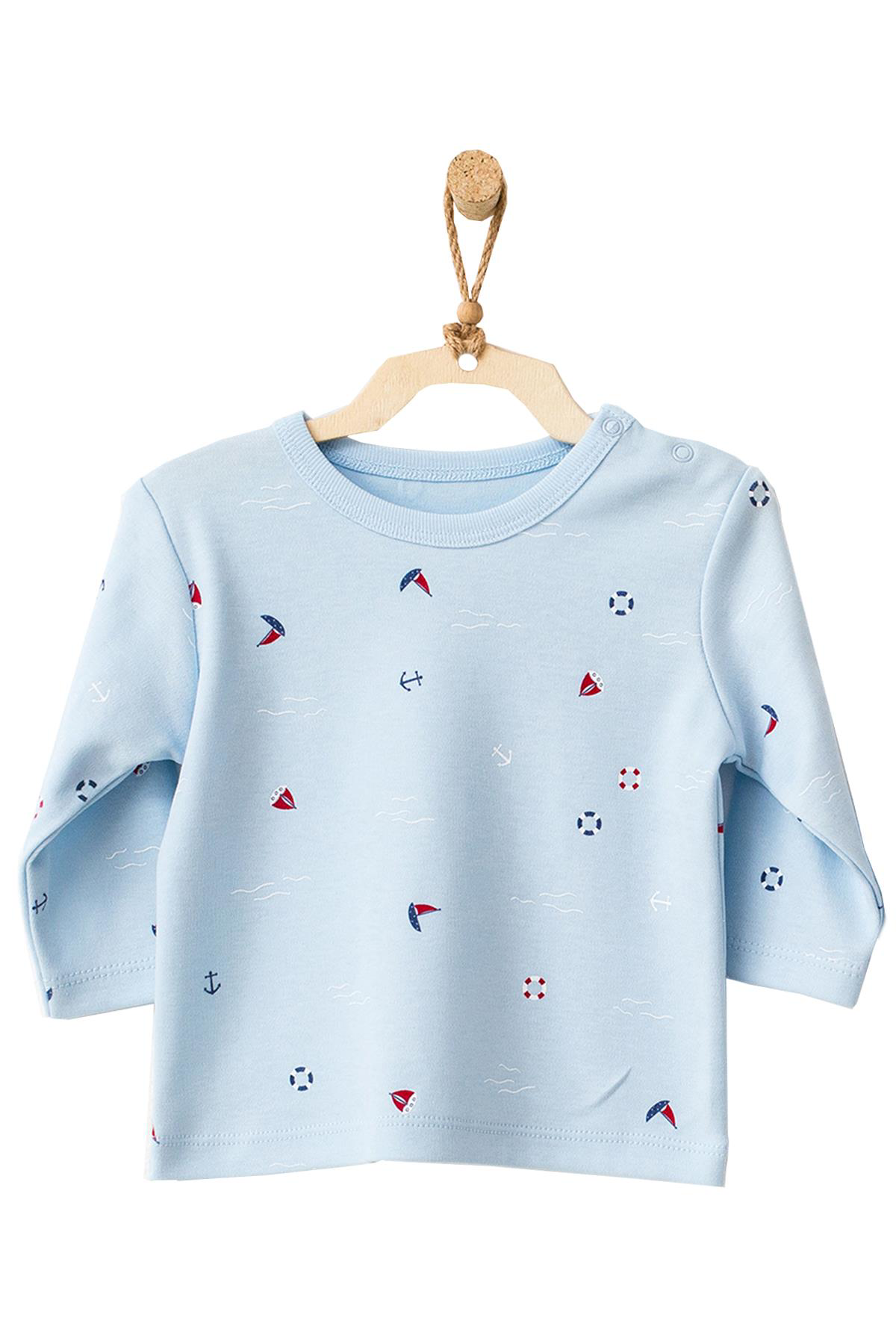 Andywawa  Erkek Bebek Yelken Motifli Mavi 2Li Tişört Takımı Ac2160