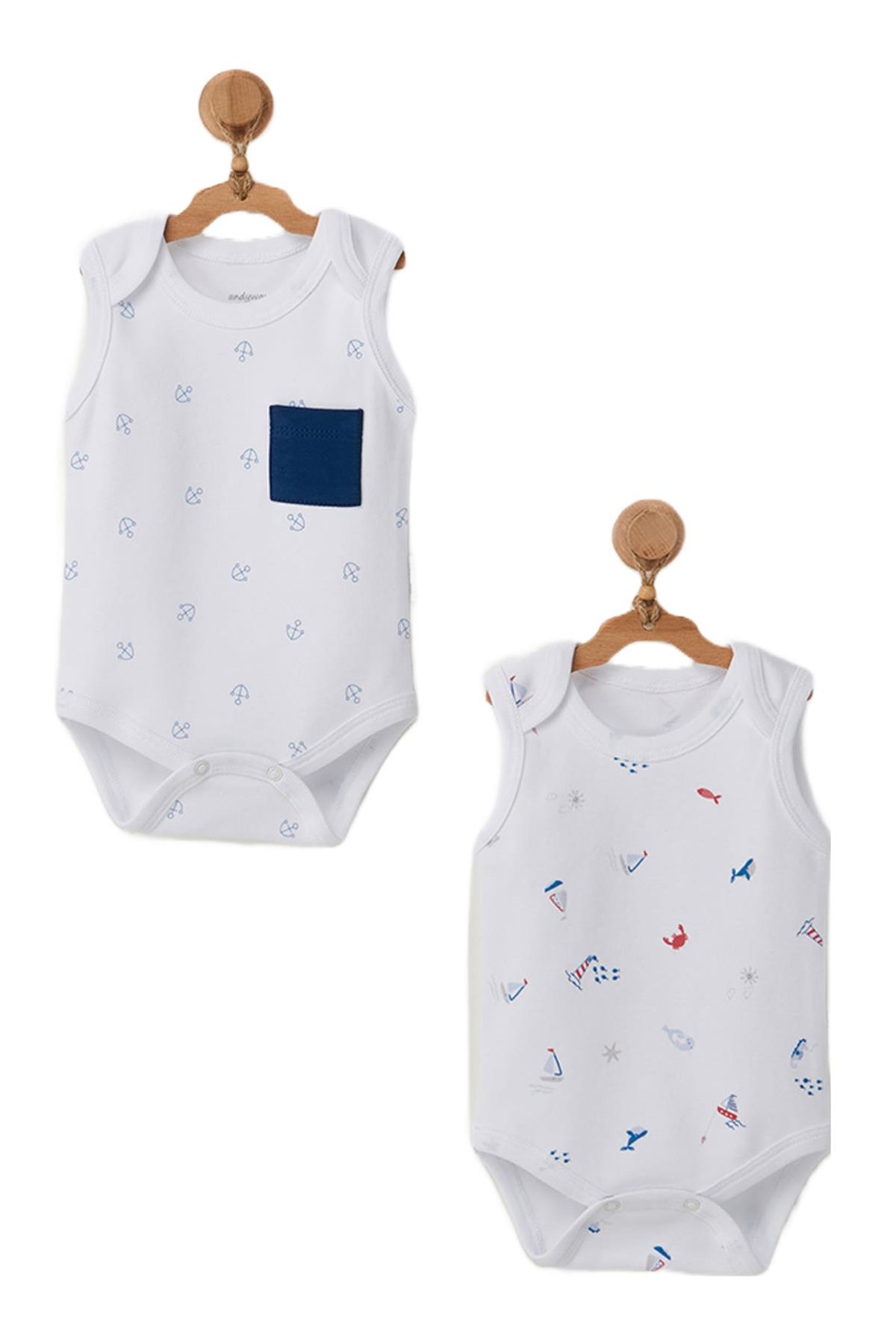 Andywawa Erkek Bebek Deniz Temalı 2Li Badi Seti Ac22636 Andywawa Erkek Bebek Deniz Temalı 2Li Badi Seti Ac22636