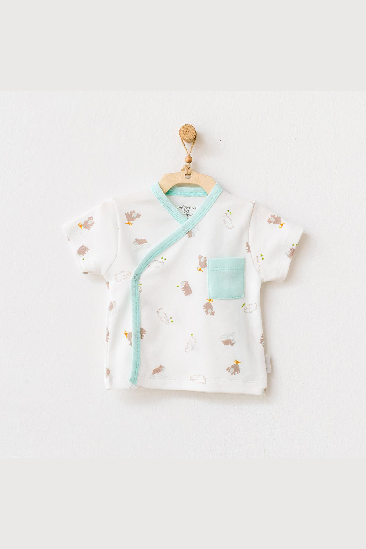 Andywawa  Erkek Kız Bebek Su Aygırı Desenli Ekru Zıbın Ac21766