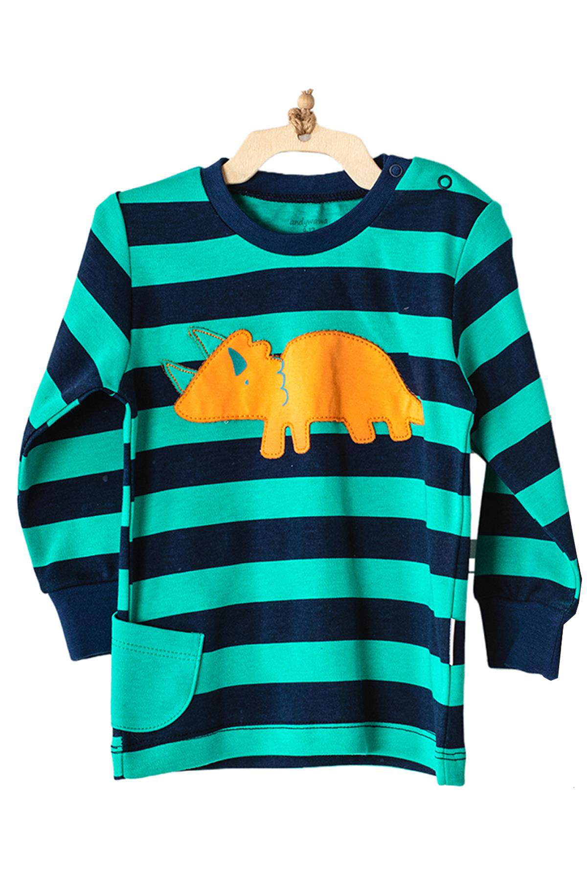 Andywawa  Erkek Çocuk Dinazor Desenli Lacivert Çocuk Pijama Ac2340