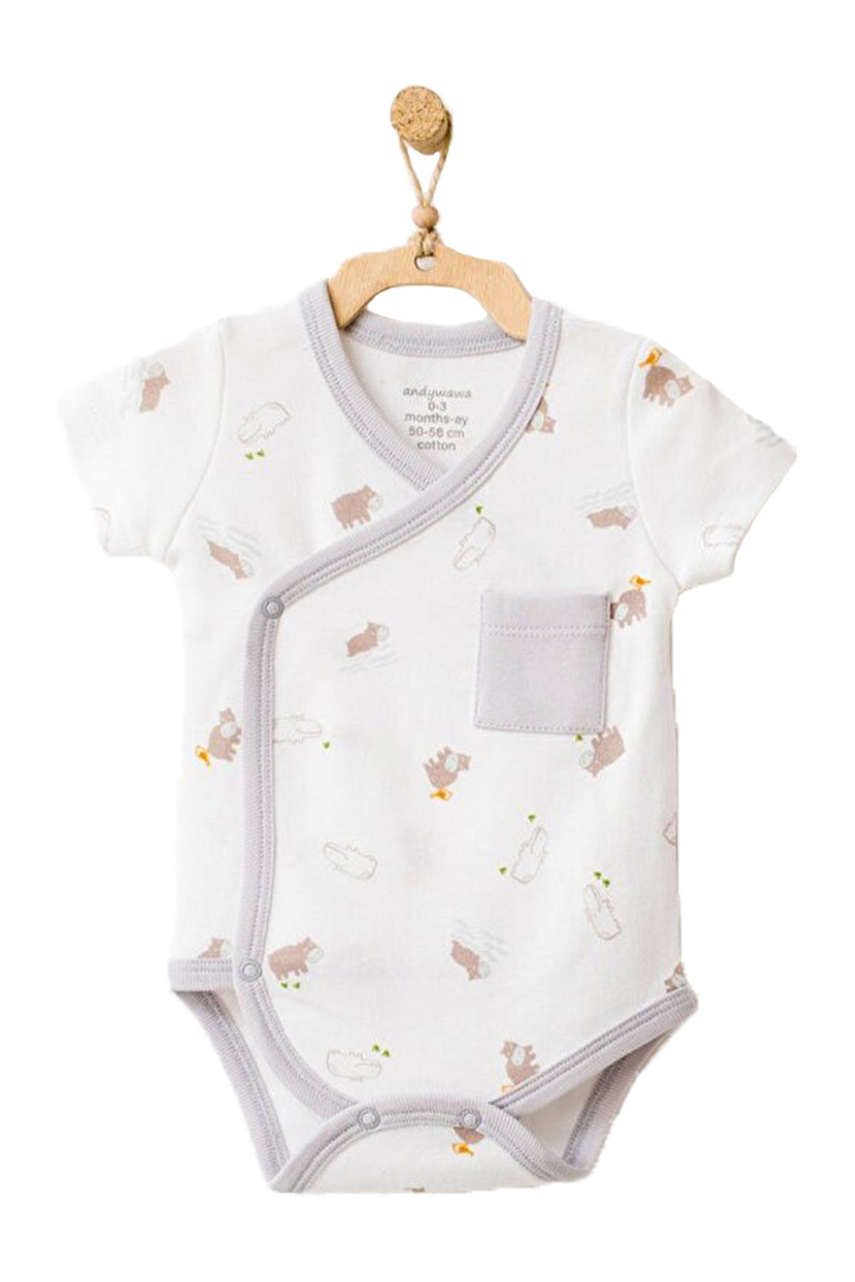 Andywawa  Hippo Bebek Takim Su Aygiri Desenli Ekru 2'Li Set Ac2177
