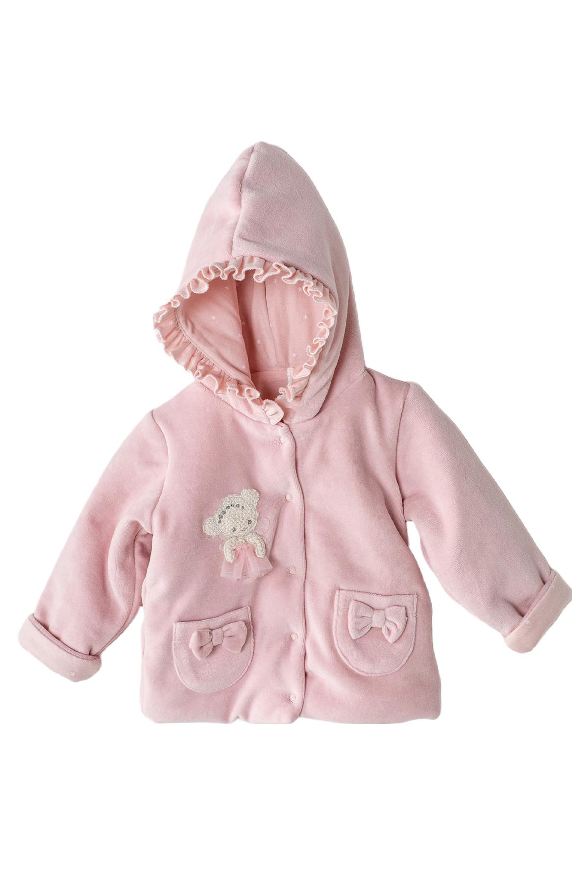 Andywawa Kız Bebek Kurdela Detaylı Pembe Kız Bebek Mont Ac23156 Andywawa Kız Bebek Kurdela Detaylı Pembe Kız Bebek Mont Ac23156