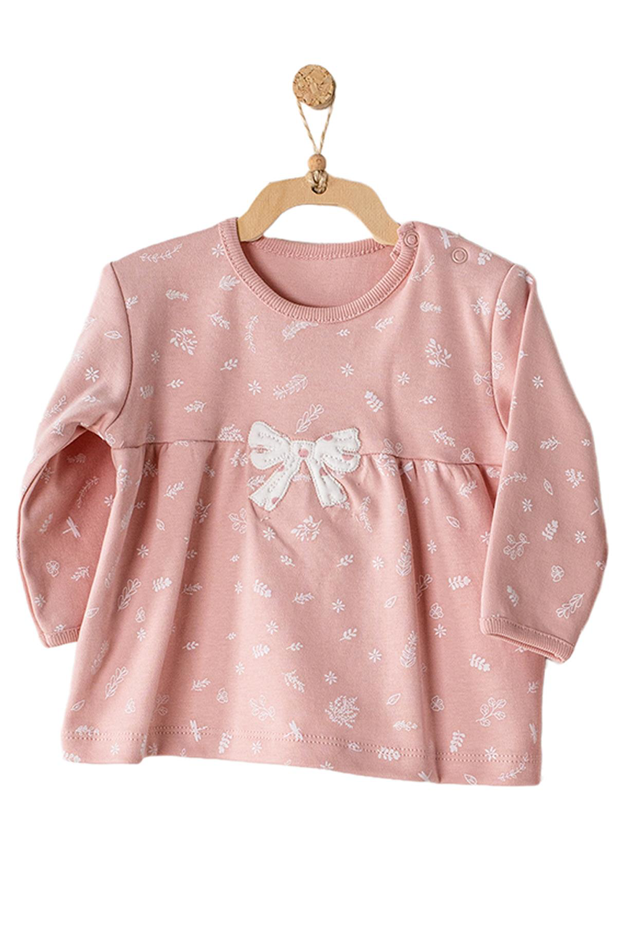 Andywawa  Kiz Bebek Fiyonk Detayli Pembe Alt Üst Bebek Takim Ac230
