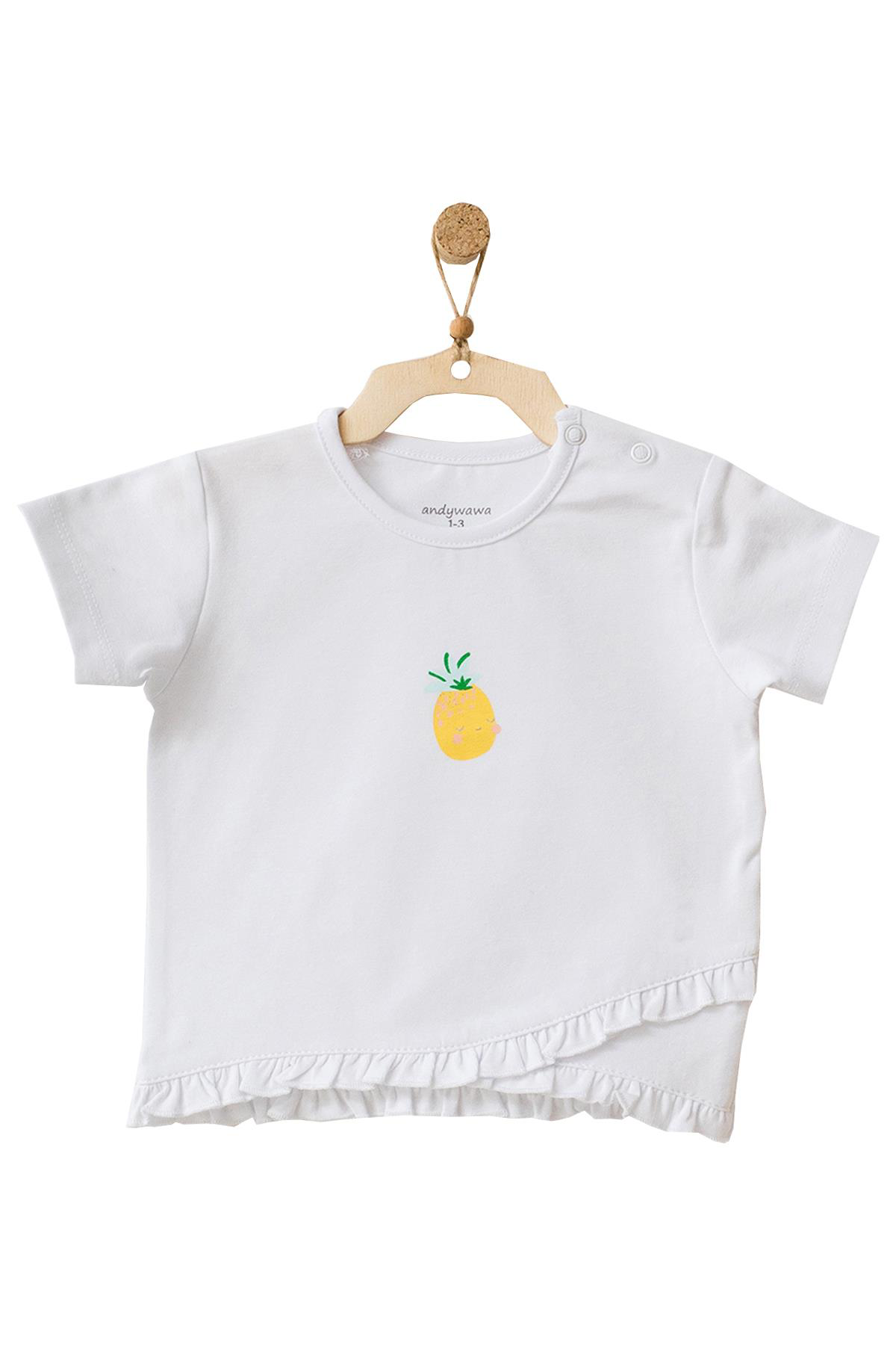 Andywawa  Kiz Bebek Ananas Desenli Alt Üst Sari Şort Takim Ac21633