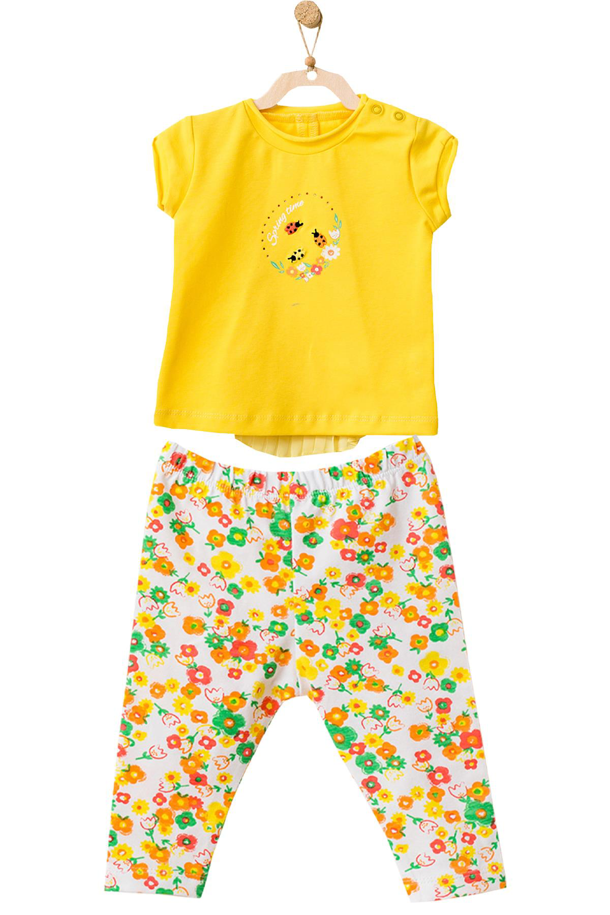 Andywawa  Kiz Bebek Çiçek Motifli Çok Renkli Alt Üst Takim Ac21834