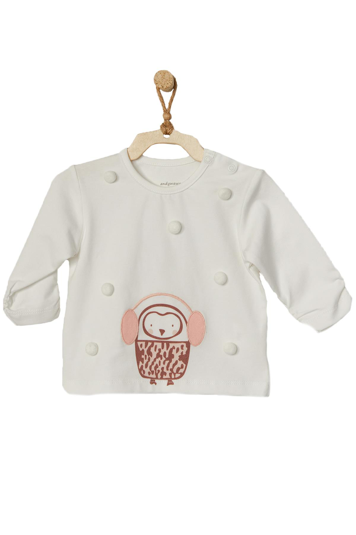 Andywawa Kız Bebek Penguen Kabartmalı Ekru Tshirt Ac22366 Andywawa Kız Bebek Penguen Kabartmalı Ekru Tshirt Ac22366