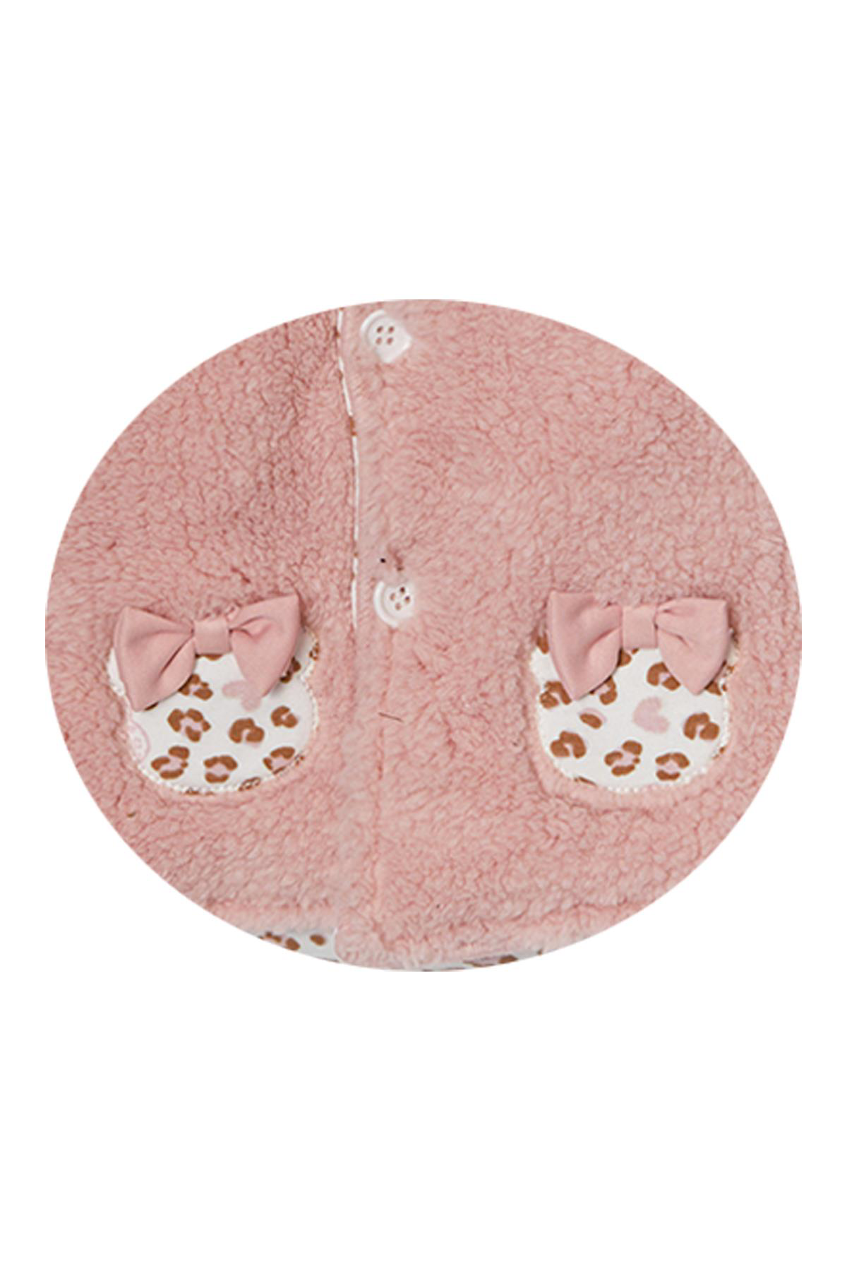 Andywawa  Kız Bebek Leopar Desenli Pembe Yumuşak Mont Ac22078rep