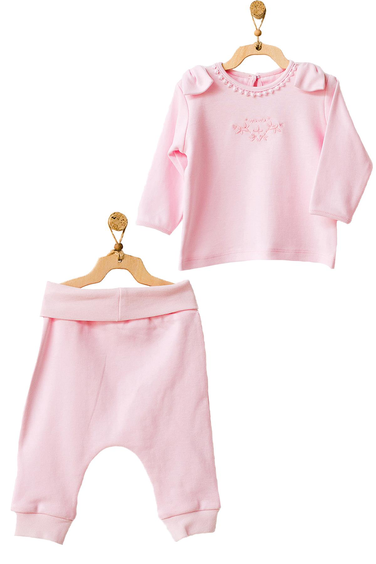 Andywawa  Kiz Bebek Pembe Organik 2Li Alt Üst Takim Set Ac21656rp