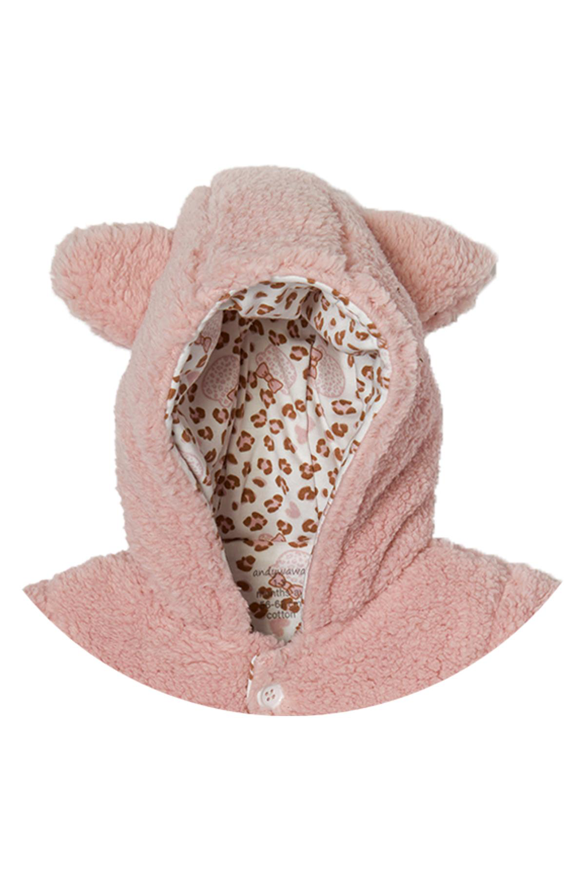 Andywawa  Kız Bebek Leopar Desenli Pembe Yumuşak Mont Ac22078rep