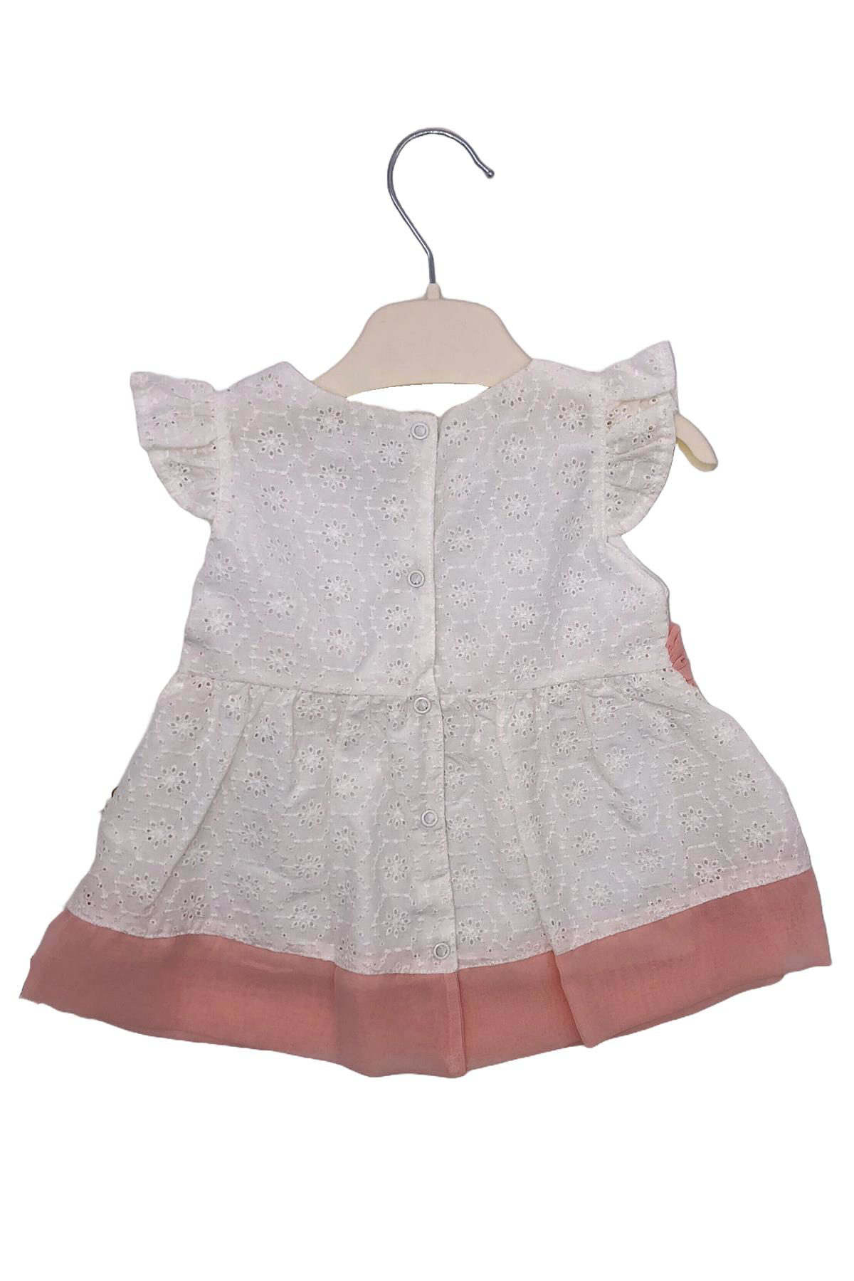 Andywawa Kız Bebek Gül Detaylı Ekru Elbise AC22577 Andywawa Kız Bebek Gül Detaylı Ekru Elbise AC22577