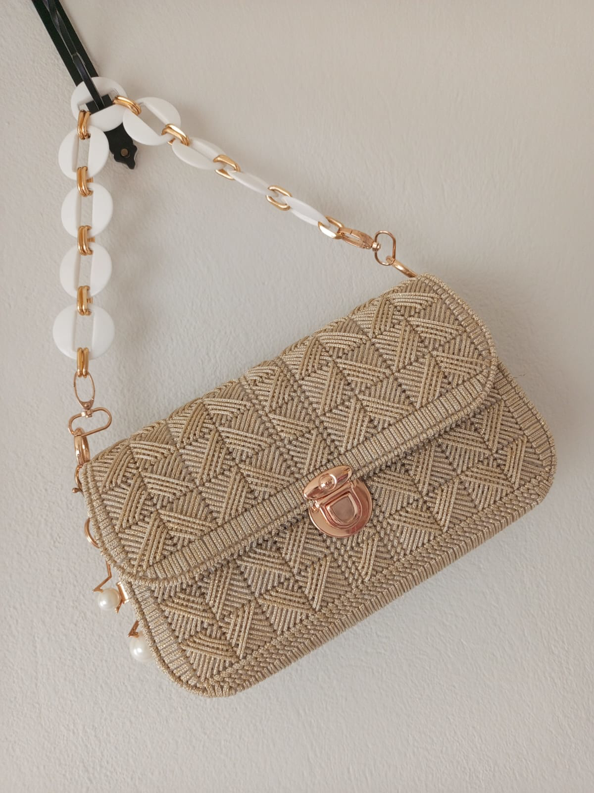 Angel Leon Dream  Kanvas El Yapimi Kadin Kol Ve El Çantasi & Gold Detayli