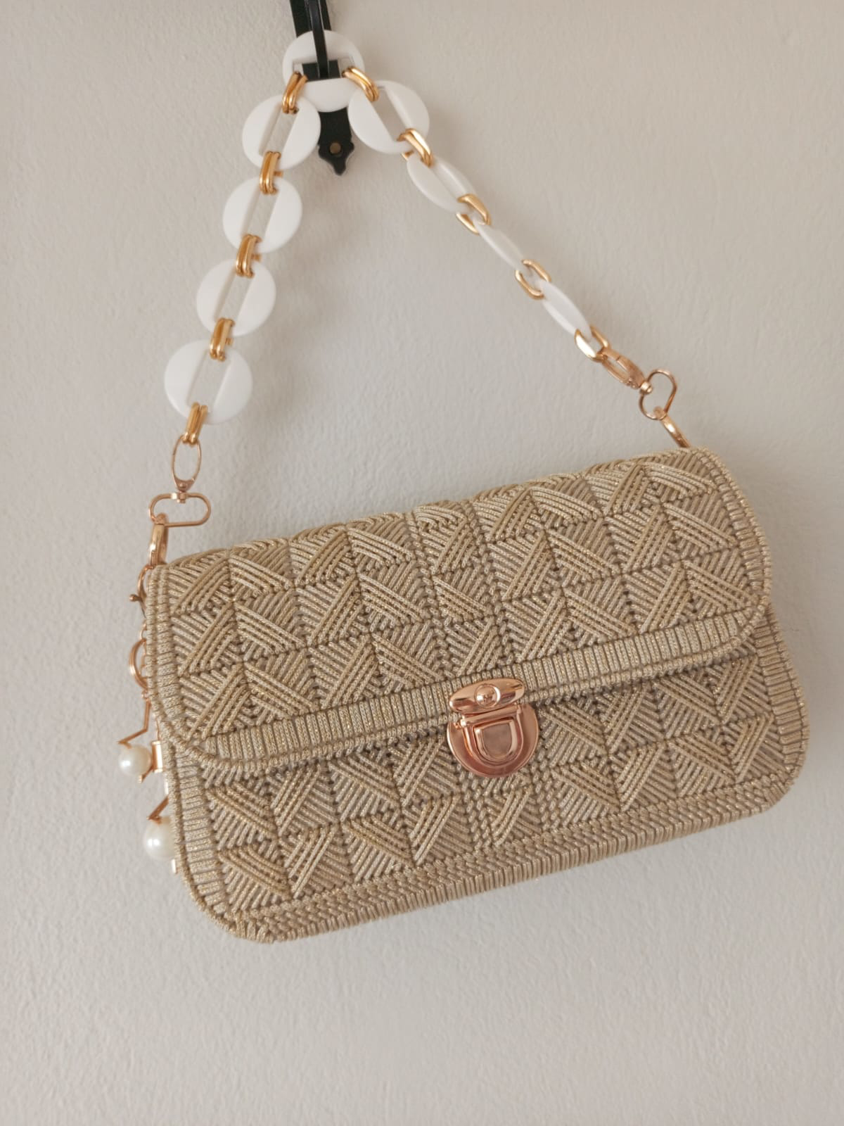 Angel Leon Dream  Kanvas El Yapimi Kadin Kol Ve El Çantasi & Gold Detayli