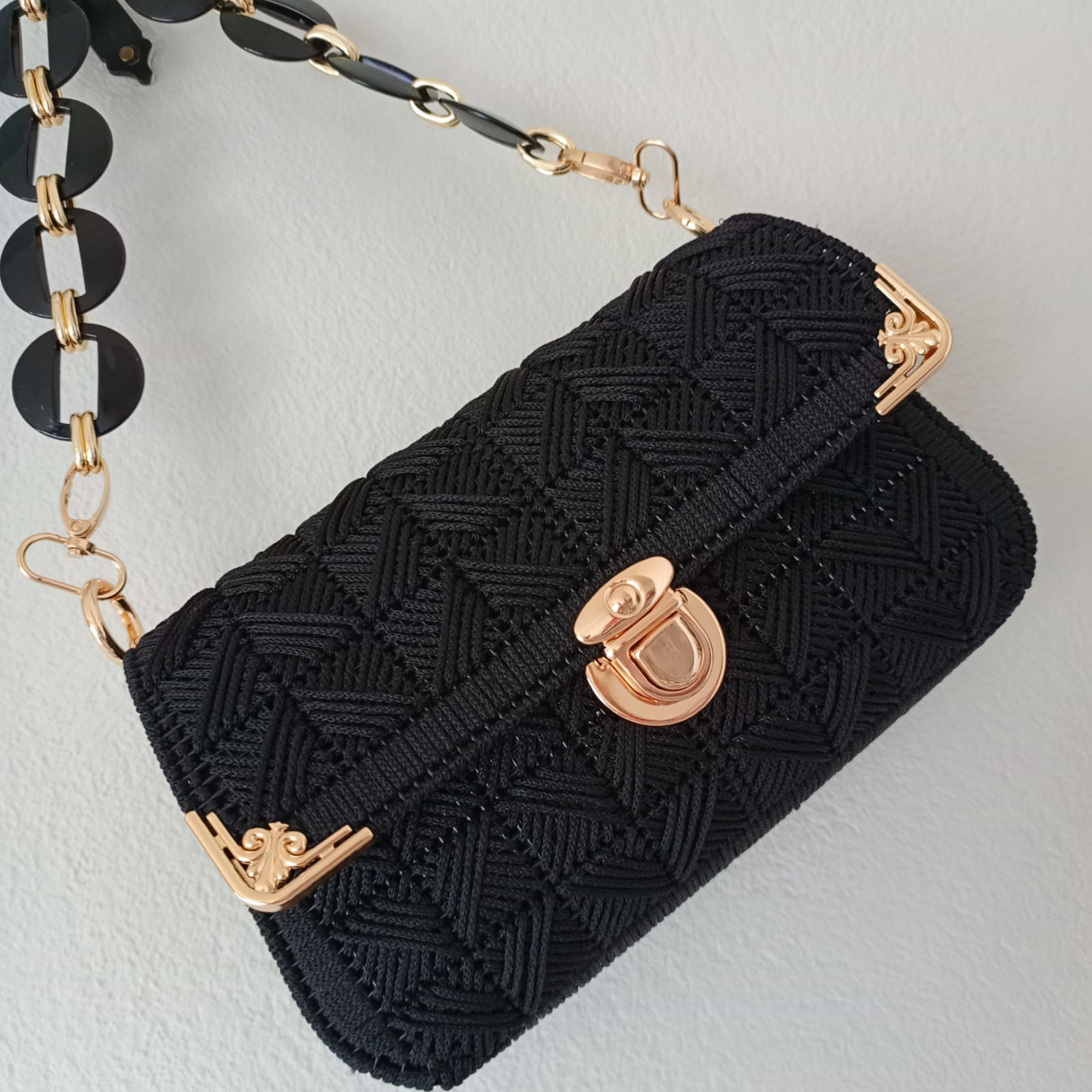 ANGEL LEON DREAM Kanvas El Yapımı Kadın Kol ve El Çantası Gold Detaylı