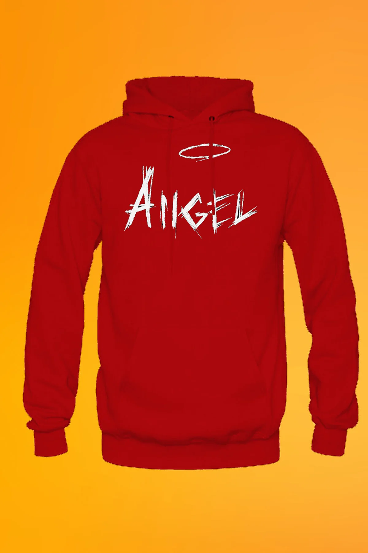 Angel Melek Baskılı Siyah Erkek Kapüşonlu Fermuarsız Sweatshirt H