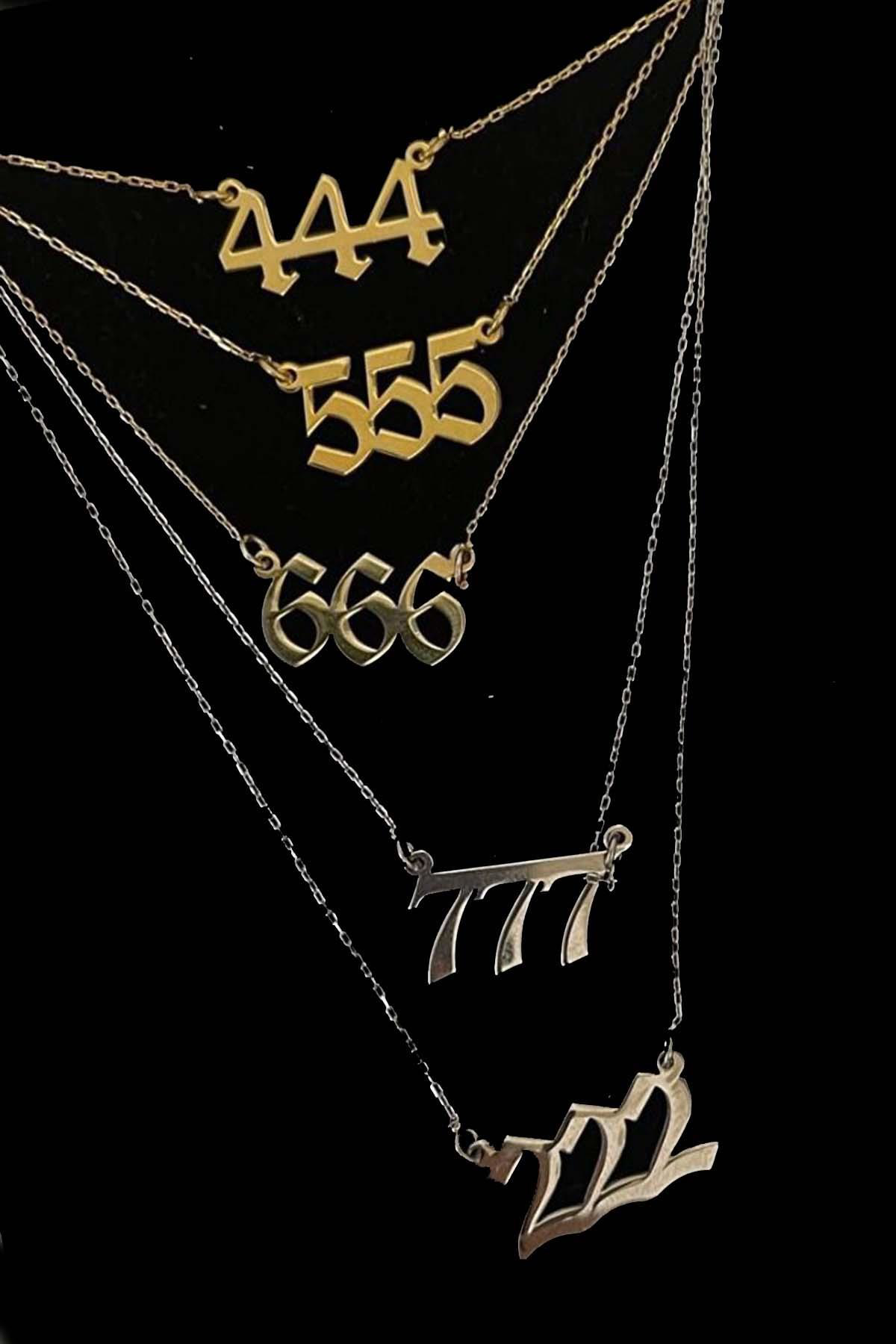 Angel Number Şans Numara Kolyesi 925 Ayar Gümüş Zincirli Gold Kol