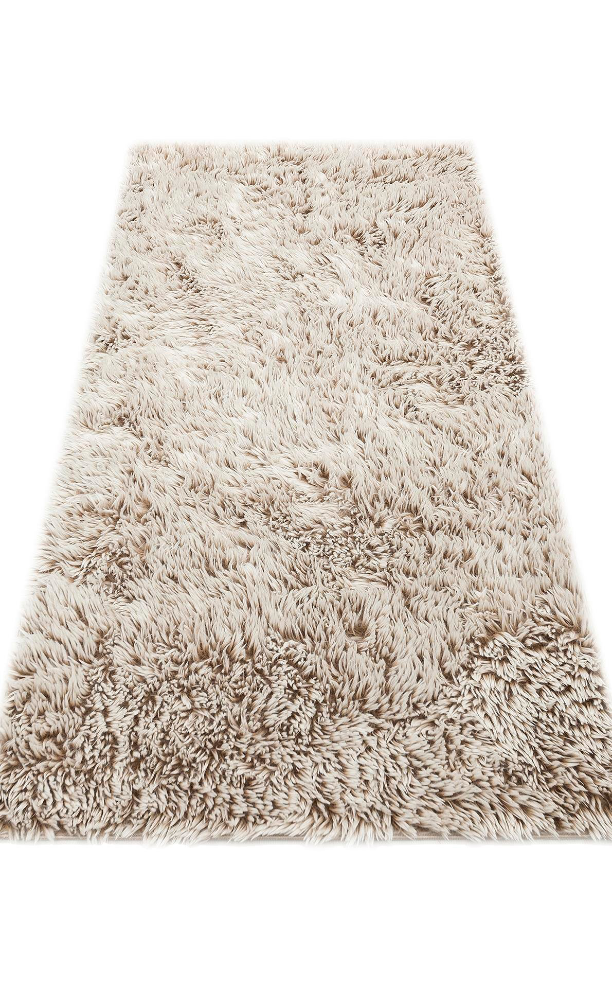 Angora Koleksiyonu Uzun Tüylü Suni Kürk Halı ANG Plain Bej