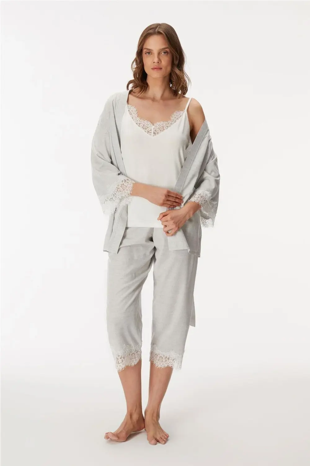 Anıl 11403 Sabahlık, Atlet ve Pantolon Takım - GRI - XL