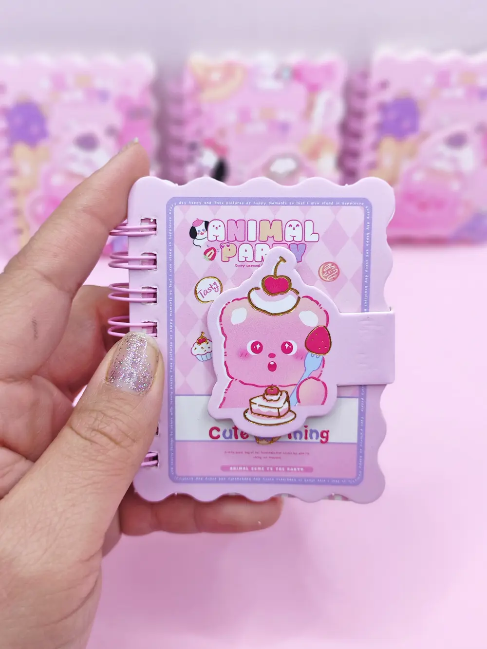 Animal Party Cırtlı Cep Boy Sevimli Mini Not Defteri (7x8 cm) - T