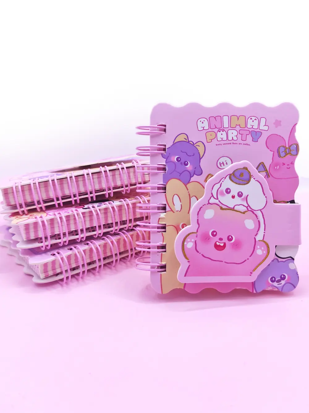 Animal Party Cırtlı Cep Boy Sevimli Mini Not Defteri (7x8 cm) - H