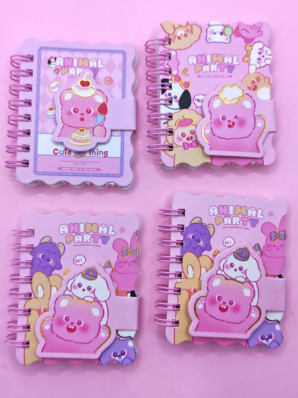 Animal Party Cırtlı Cep Boy Sevimli Mini Not Defteri (7x8 cm) - H