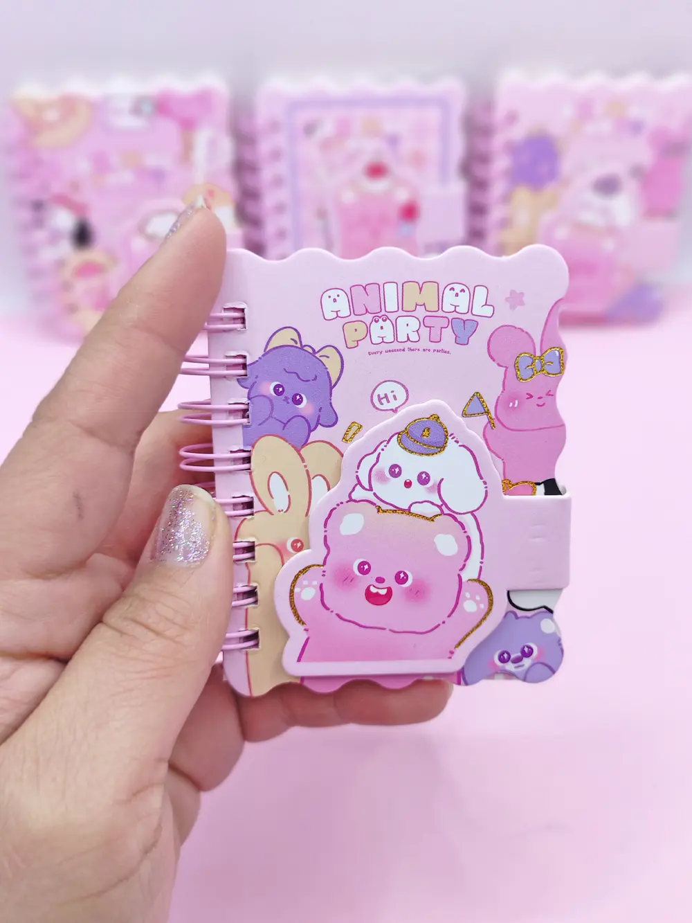 Animal Party Cırtlı Cep Boy Sevimli Mini Not Defteri (7x8 cm) - H
