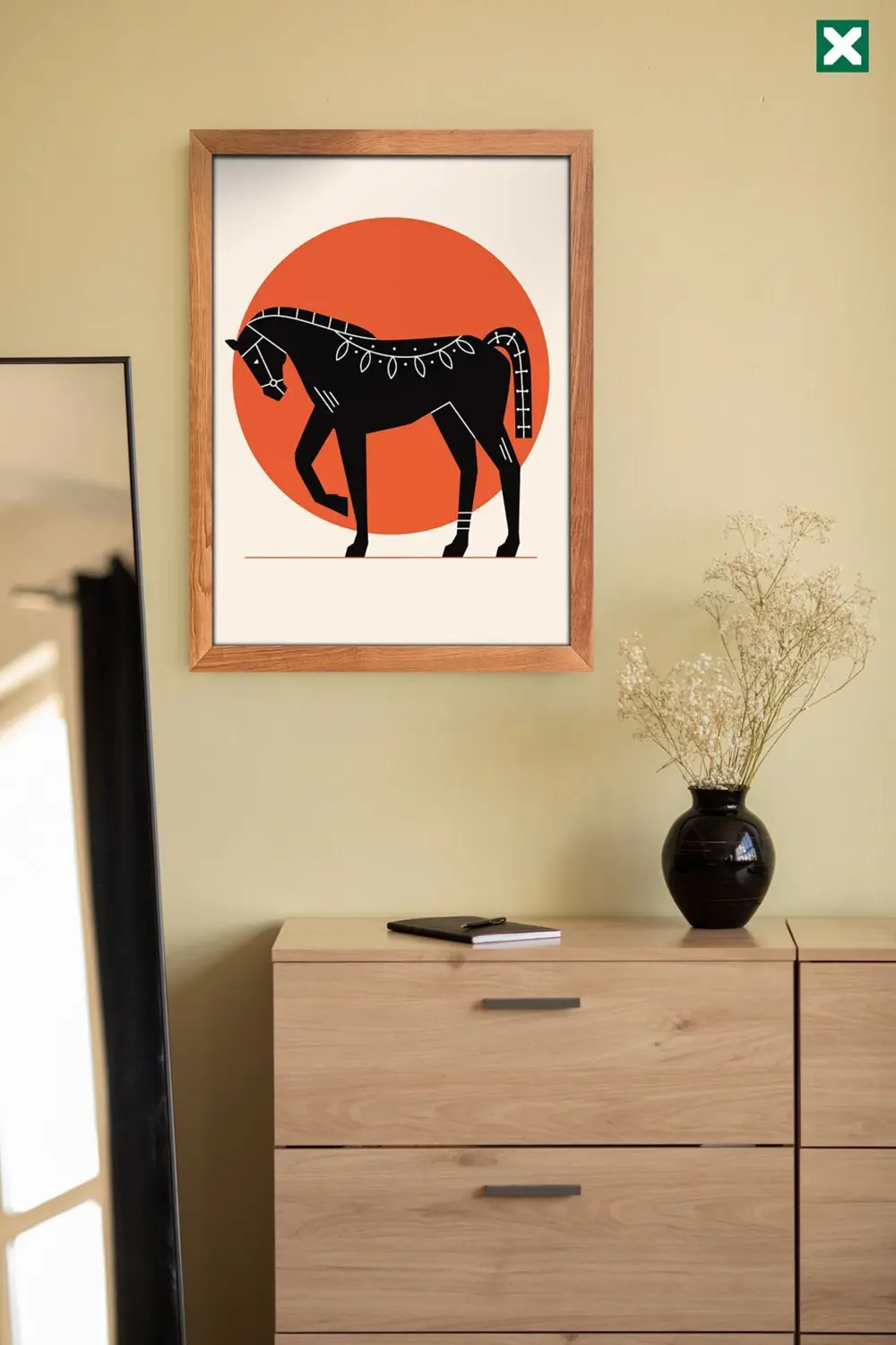 Animals Geometric 3'lü Set, Çerçeve Görünümlü Modern Mdf Tablo