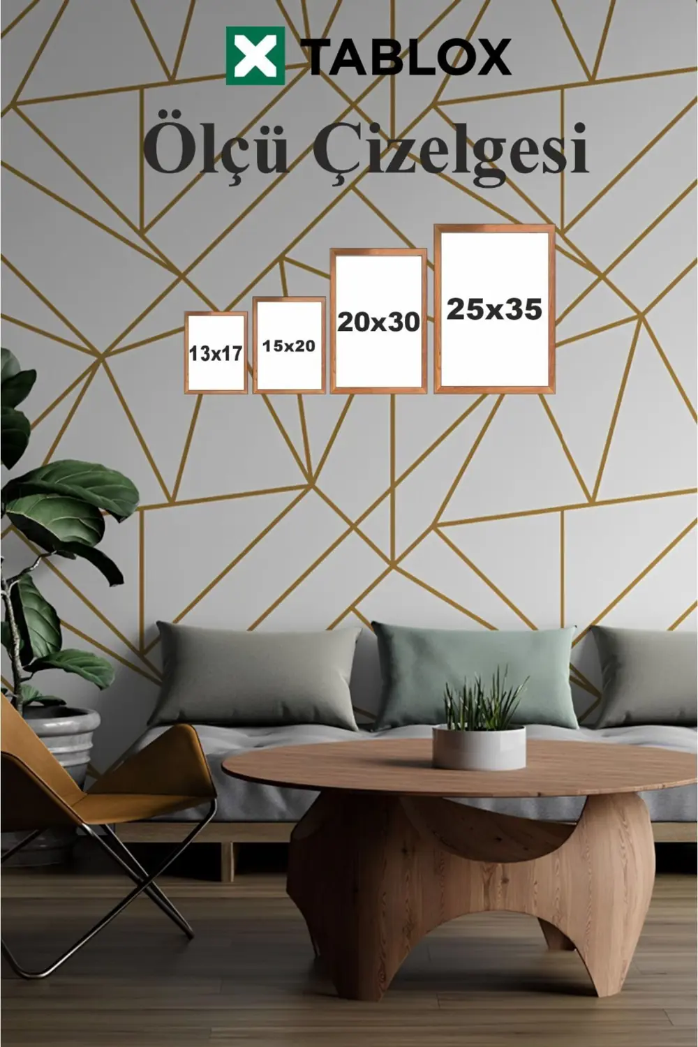 Animals Geometric 3'lü Set, Çerçeve Görünümlü Modern Mdf Tablo
