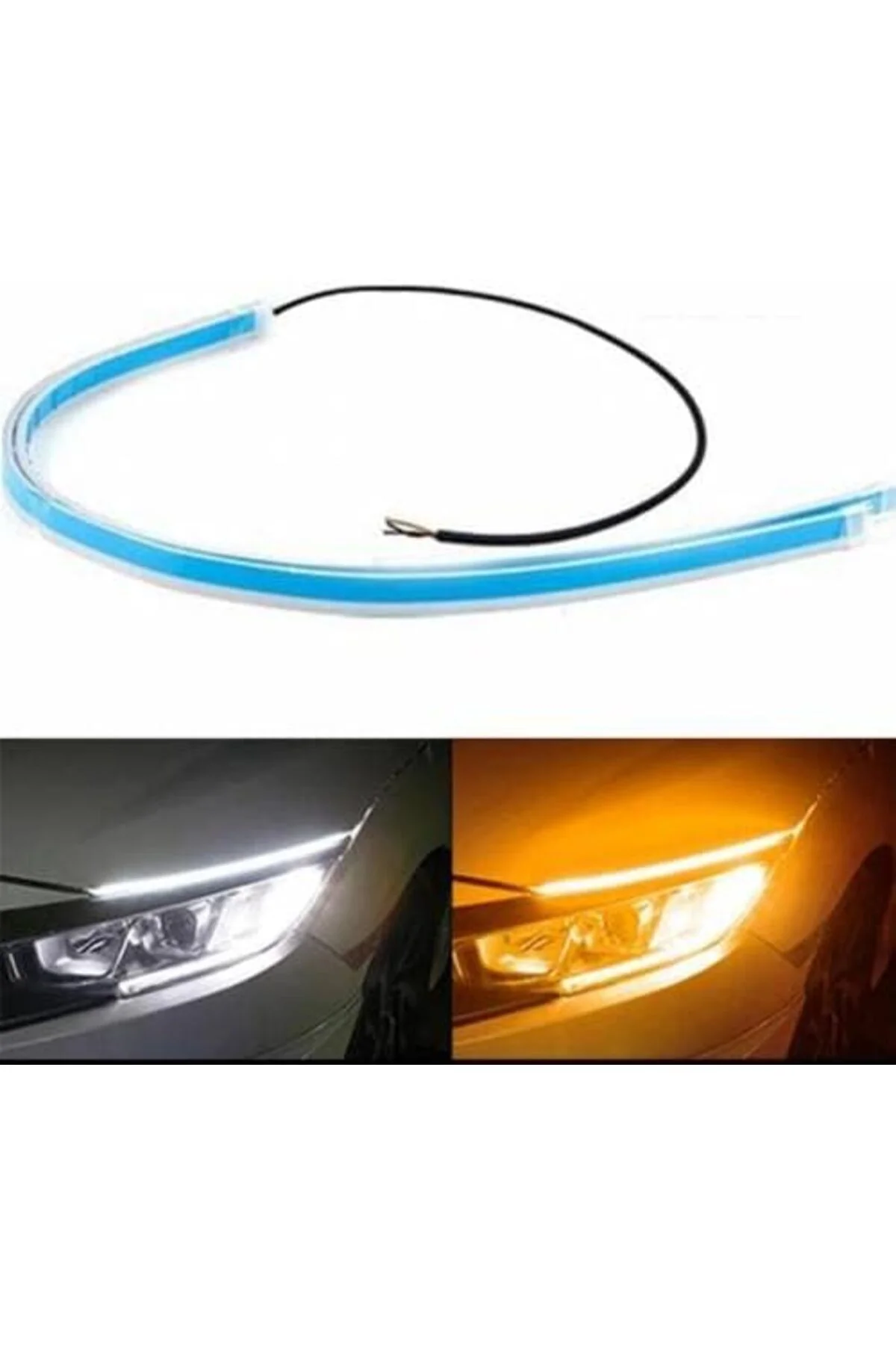 Animasyonlu Turuncu Beyaz Far Üstü Kayan Led 60cm