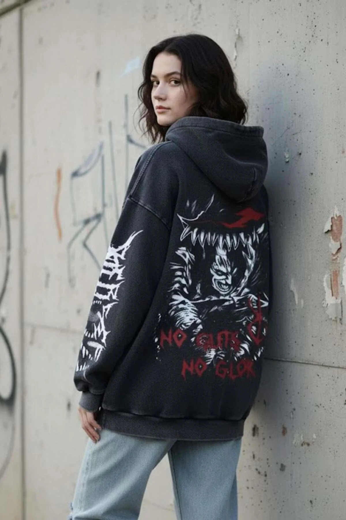 Anime Berserk No Guts No Glory Yıkamalı Kumaş Kapüşonlu Unisex Sweatshirt Anime Berserk No Guts No Glory Yıkamalı Kumaş Kapüşonlu Unisex Sweatshirt