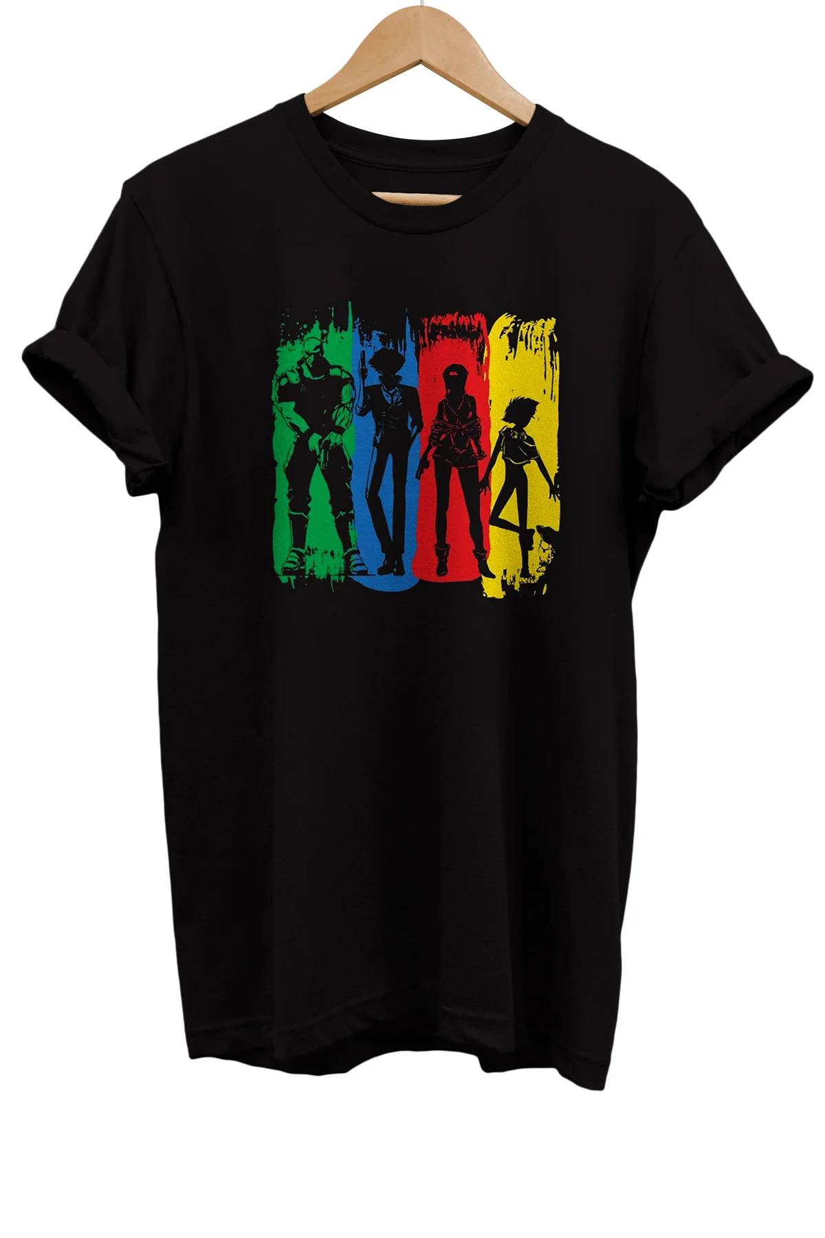 Anime Bounty Hunters Baskılı %100 Pamuk Basic T-shirt Normal Bede
