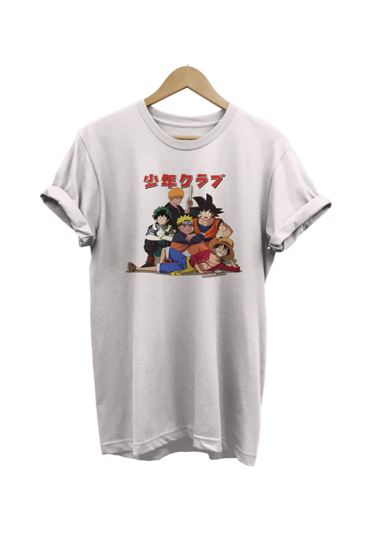 Anime Kahramanları Baskılı %100 Pamuk Oversize T-shirt Büyük Bede