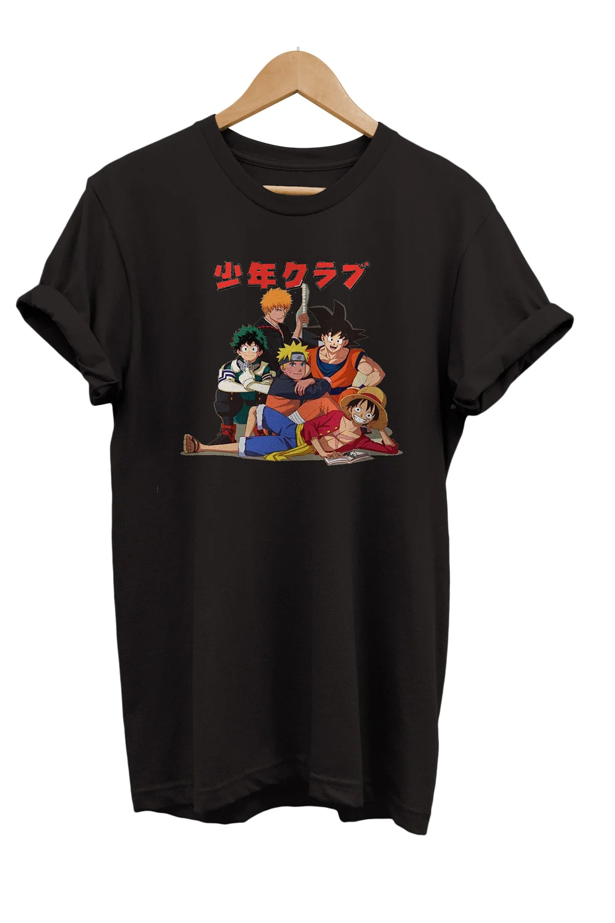 Anime Kahramanları Baskılı %100 Pamuk Basic T-shirt Normal Beden Tişört