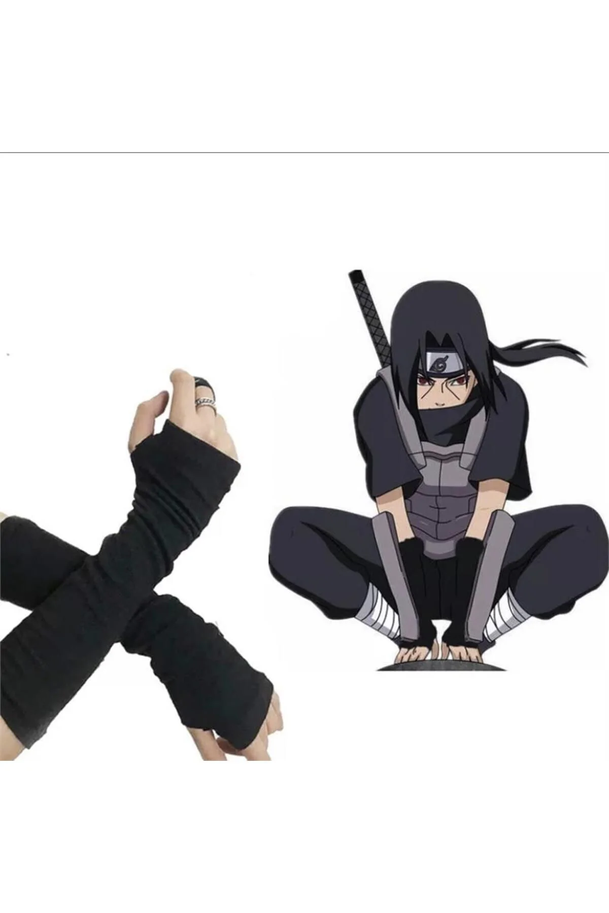 Anime Naruto Düz Siyah Ikili Kolluk Anime Naruto Düz Siyah Ikili Kolluk