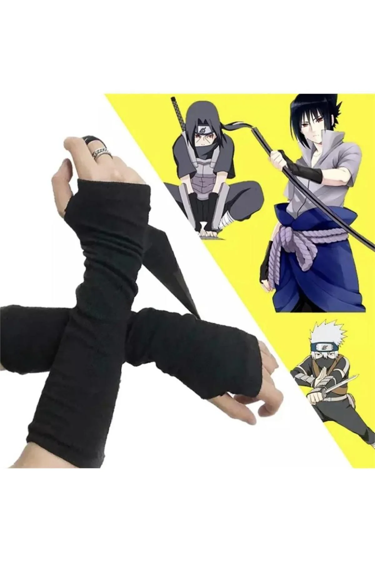 Anime Naruto Düz Siyah Ikili Kolluk Anime Naruto Düz Siyah Ikili Kolluk